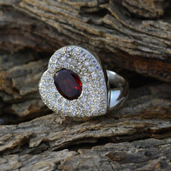 Ellie Modern Red Halo Ring with Gemstone Accent