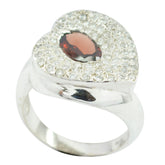 Ellie Modern Red Halo Ring with Gemstone Accent Garnet Red