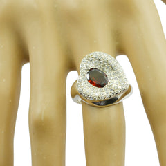Ellie Modern Red Halo Ring with Gemstone Accent