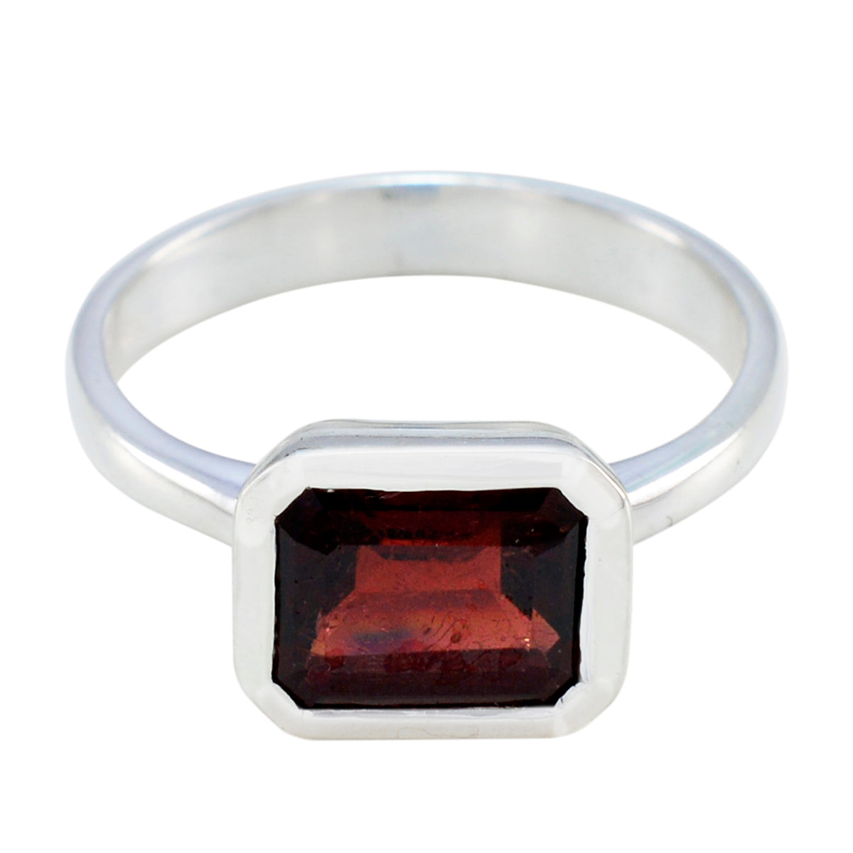 Layla Modern Red Solitaire Ring with Gemstone Garnet Red