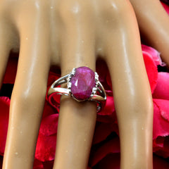 Carla Modern Red Solitaire Ring with Silver Band