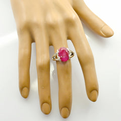 Carla Modern Red Solitaire Ring with Silver Band