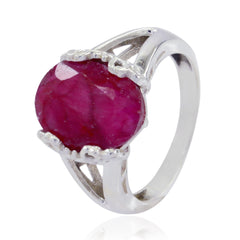 Carla Modern Red Solitaire Ring with Silver Band