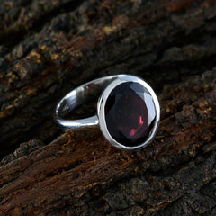 Soo-jin Modern Red Solitaire Ring in Sterling Silver