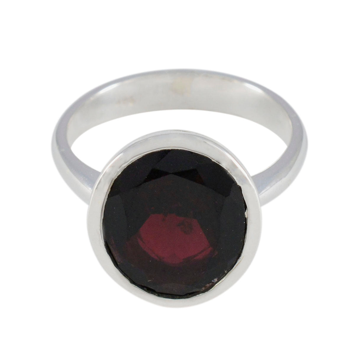 Soo-jin Modern Red Solitaire Ring in Sterling Silver Garnet Red