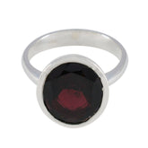 Soo-jin Modern Red Solitaire Ring in Sterling Silver Garnet Red