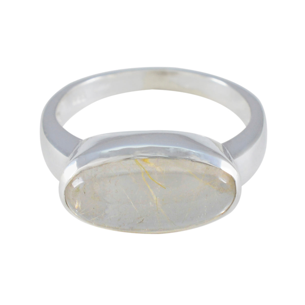 Claire modern solitaire ring for women with oval clear gemstone set in polished silver band