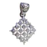 Violet Modern Statement Pendant for Women Silver Shine Crystal Quartz White White