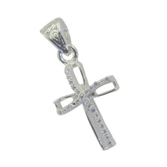 Laura Modern White Featherlight Pendant Silver Cross