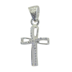 Laura Modern White Featherlight Pendant Silver Cross White CZ White White