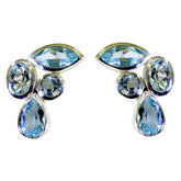 Fernanda Multi-Stone Stud Earrings for Everyday Glam Blue topaz Blue Stud
