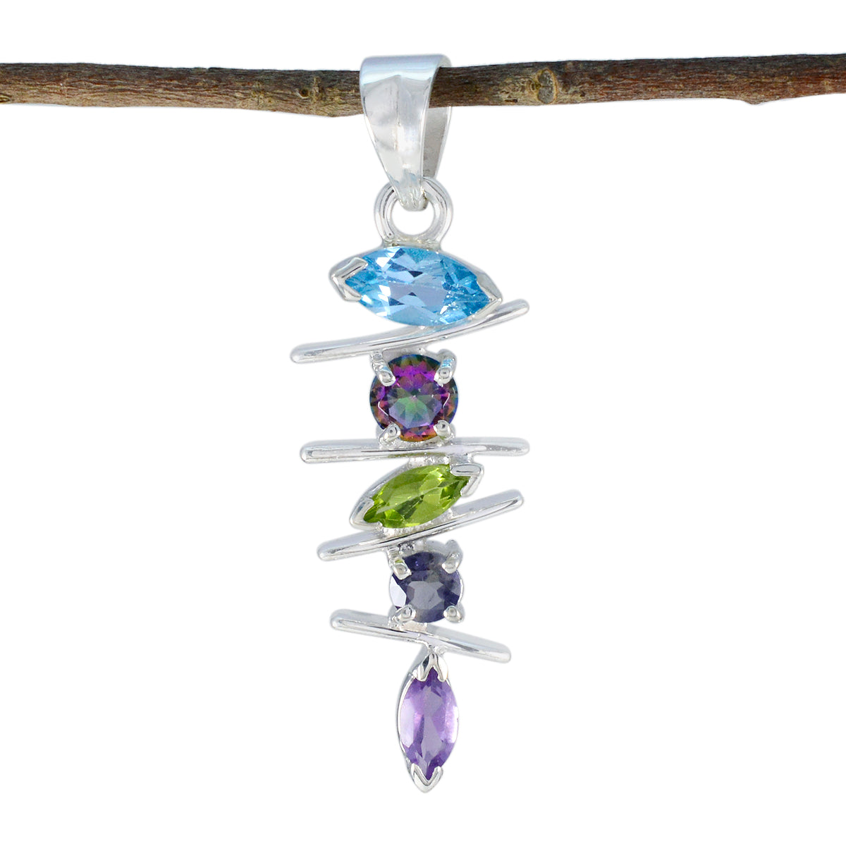 Daniela Multicolor Abstract Pendant in Gemstone Design Multi Stone multicolor Multicolor