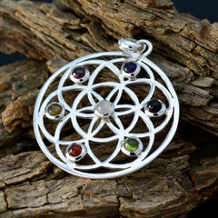 Sarah Multicolor Art Deco Pendant with Gemstones