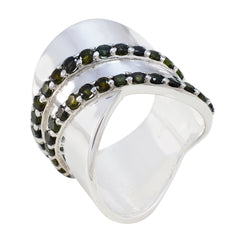 Ana Multicolor Art Deco Ring with Green Gemstones