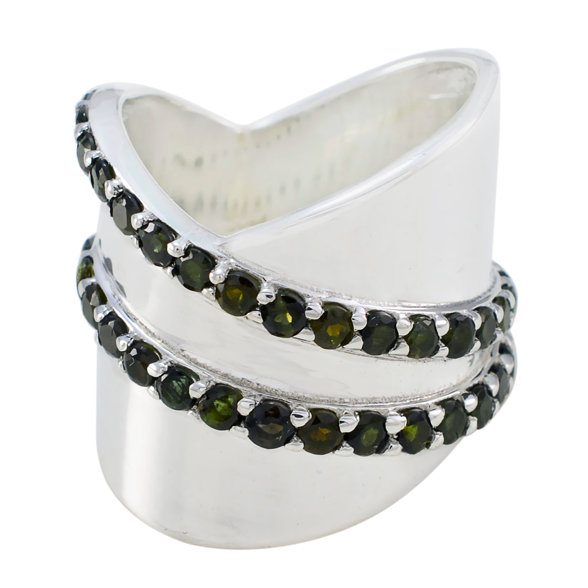 Ana Multicolor Art Deco Ring with Green Gemstones Tourmaline Multicolor