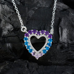 Yasmine Multicolor Cocktail Pendant Heart Necklace