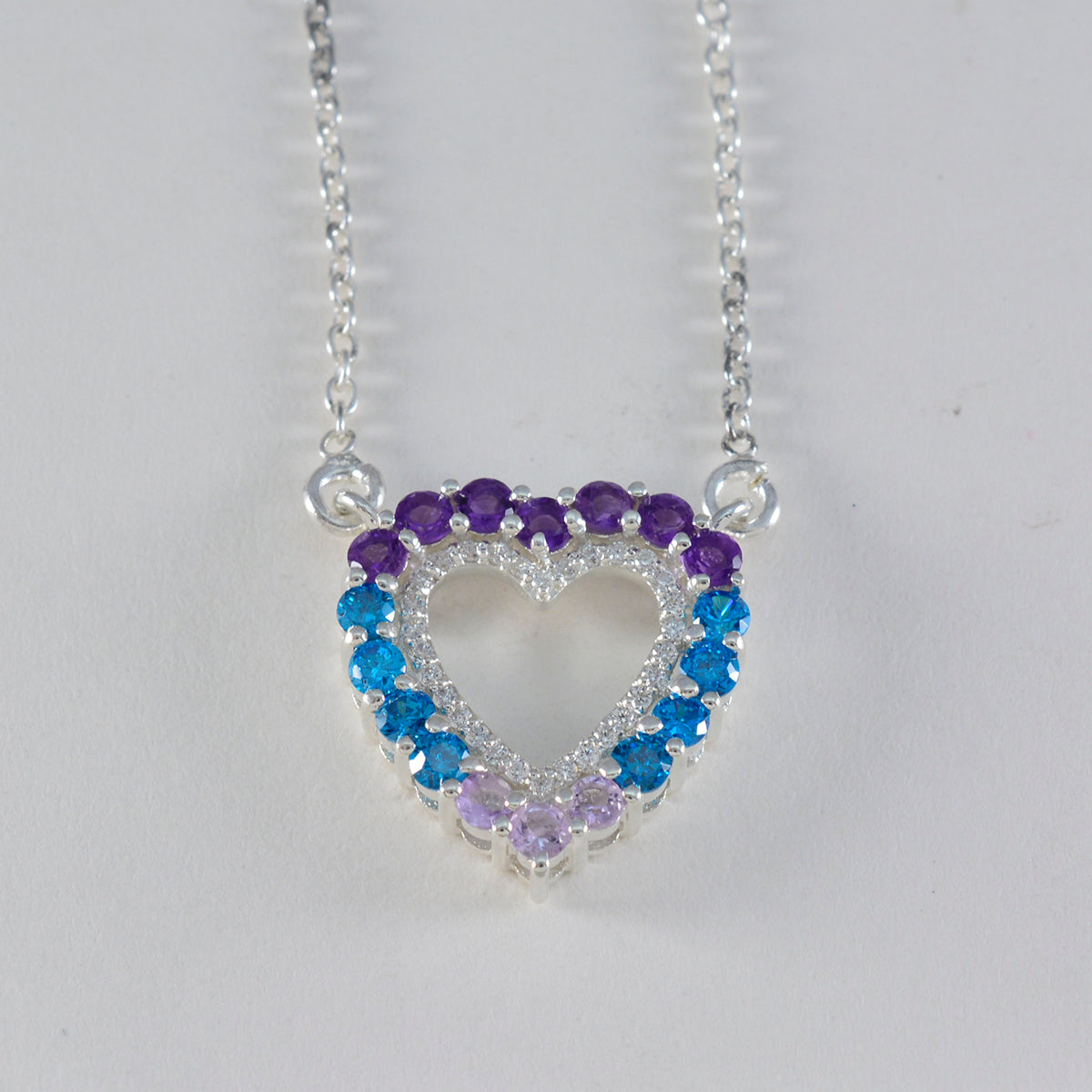 Yasmine Multicolor Cocktail Pendant Heart Necklace Multi Stone multicolor Multicolor