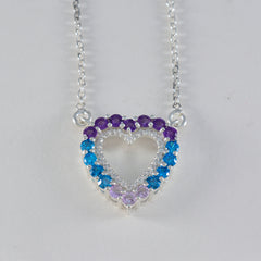 Yasmine Multicolor Cocktail Pendant Heart Necklace Multi Stone multicolor Multicolor