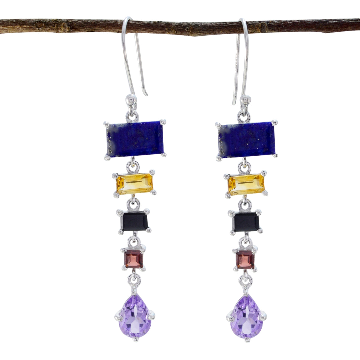 Laura Multicolor Dangle Earrings with Gemstone Accents Multi multicolor Dangle