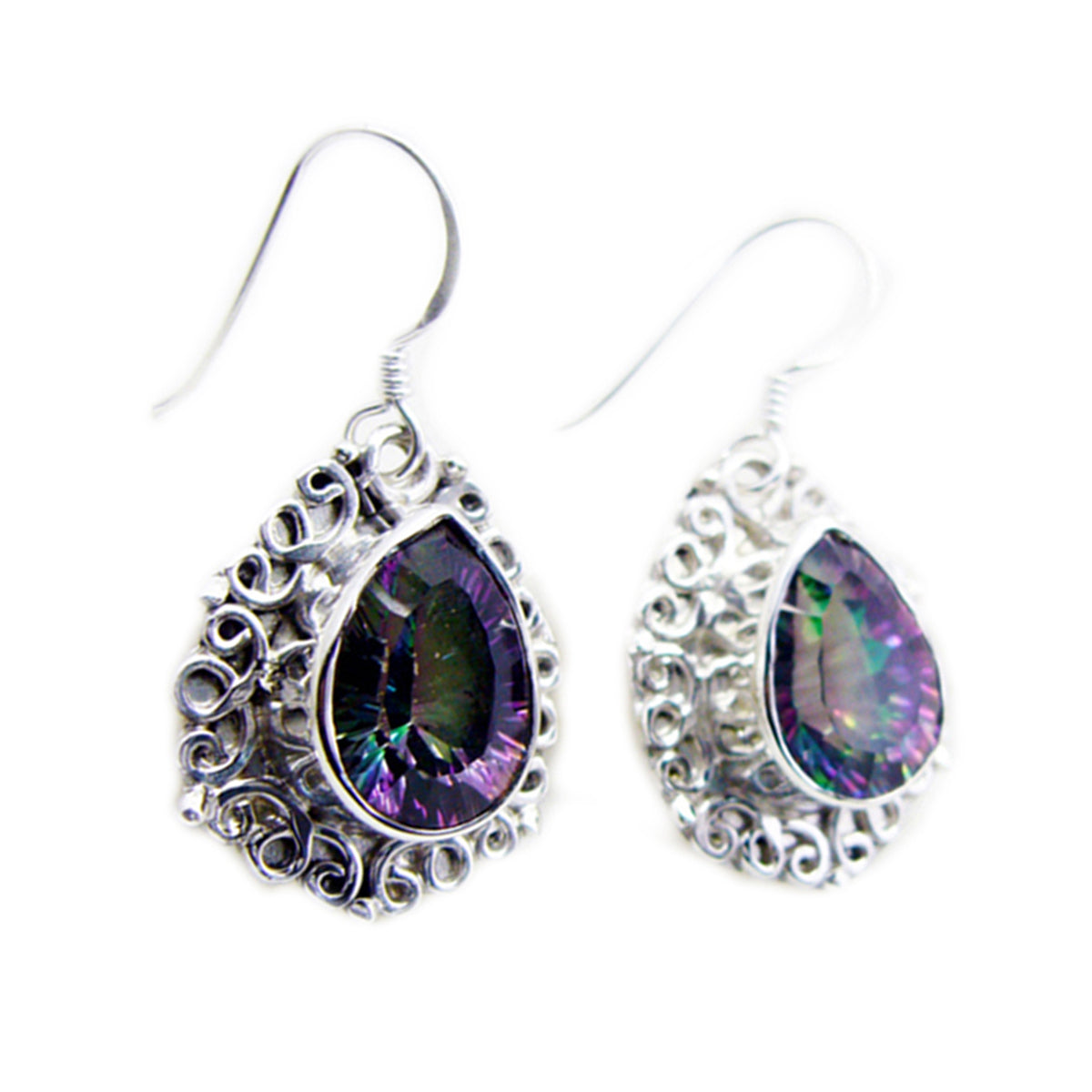 Hina Multicolor Dangle Earrings with Gemstone Design Mystic Quartz multicolor Dangle