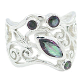 Zoey Multicolor Filigree Ring – Stylish Silver Jewelry Mystic Quartz Multicolor