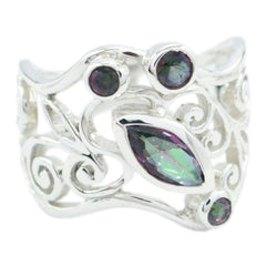 Zoey Multicolor Filigree Ring – Stylish Silver Jewelry Mystic Quartz Multicolor