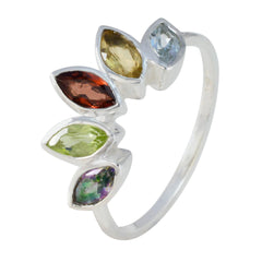 Ananya Multicolor Gemstone Crown Ring in Silver