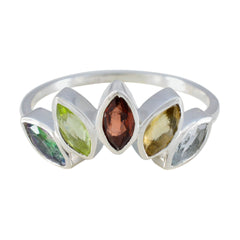 Ananya Multicolor Gemstone Crown Ring in Silver