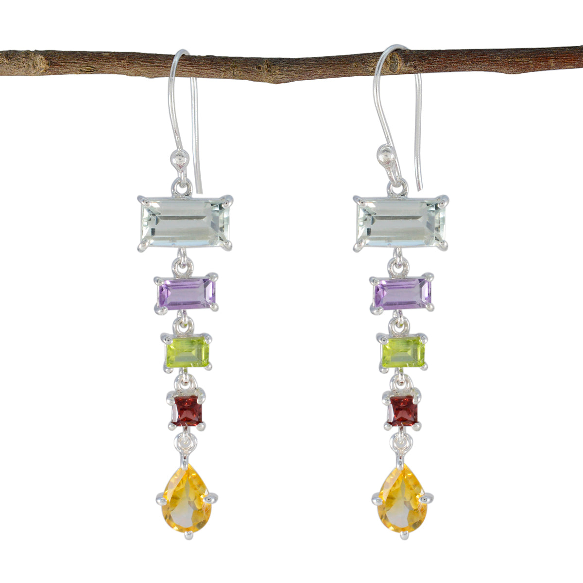 Riley Multicolor Gemstone Dangle Earrings for Any Occasion Multi multicolor Dangle
