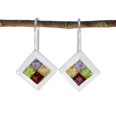 Min-seo Multicolor Gemstone Dangle Earrings