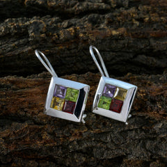 Min-seo Multicolor Gemstone Dangle Earrings