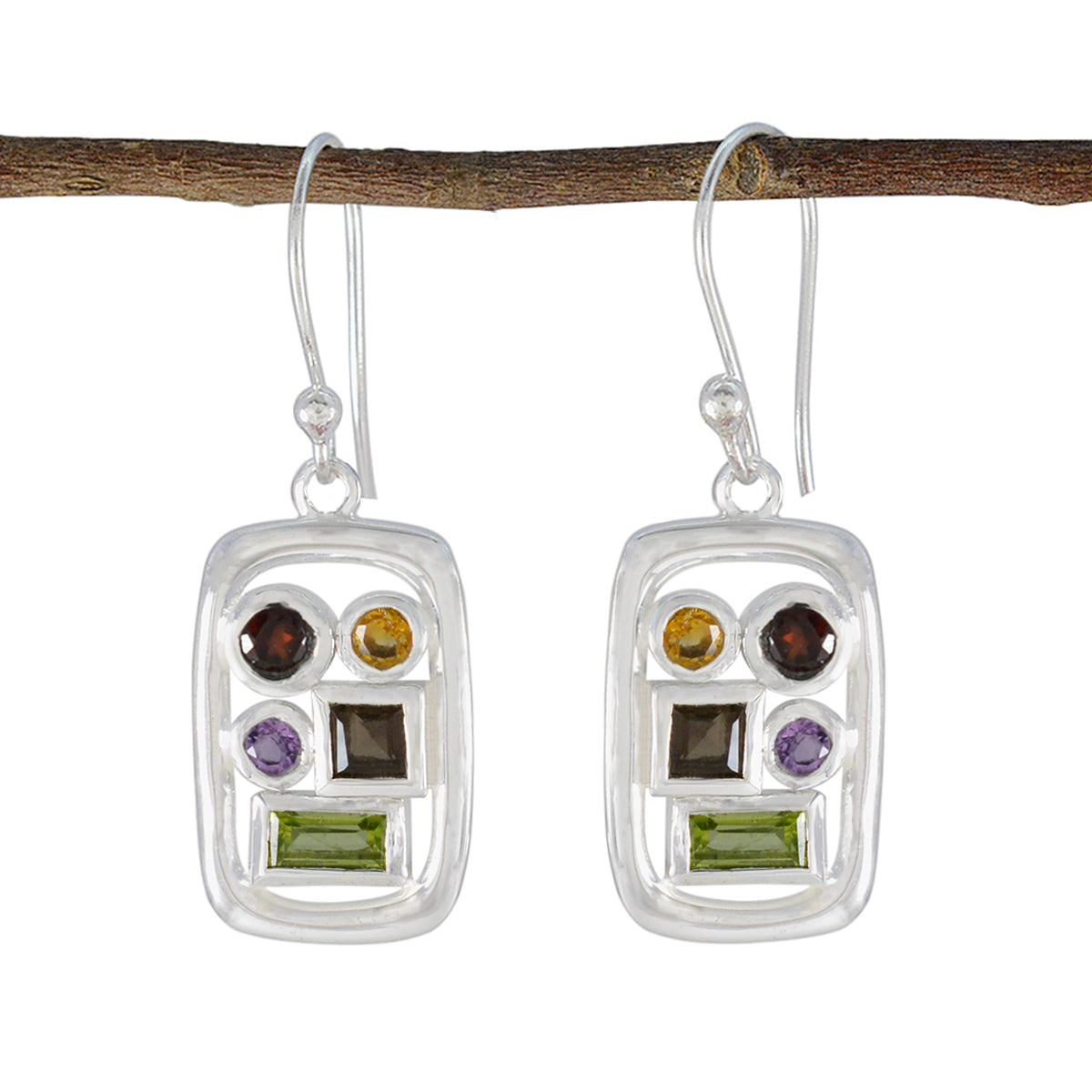 Elena Multicolor Gemstone Earrings for Everyday Glam Multi multicolor Dangle