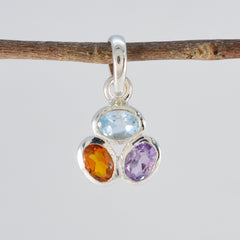 Rina Multicolor Gemstone Pendant in Silver Setting