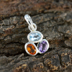 Rina Multicolor Gemstone Pendant in Silver Setting
