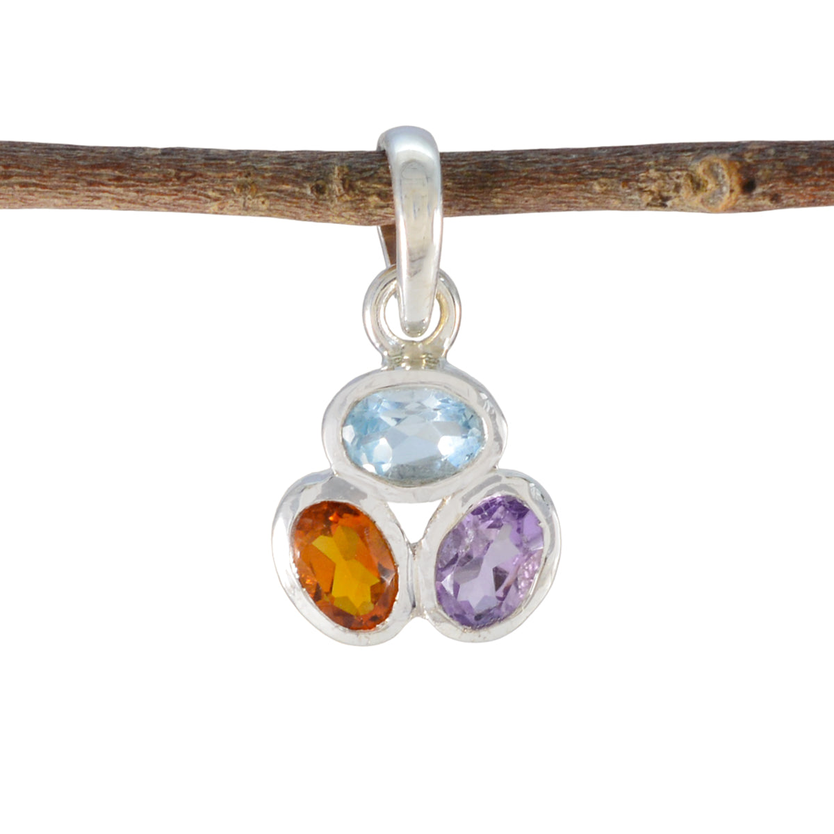 Rina Multicolor Gemstone Pendant in Silver Setting Multi Stone multicolor Multicolor