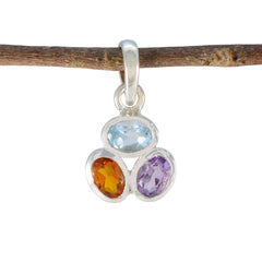 Rina Multicolor Gemstone Pendant in Silver Setting Multi Stone multicolor Multicolor