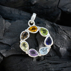 Leah Multicolor Gemstone Pendant in Sterling Silver