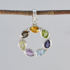 Leah Multicolor Gemstone Pendant in Sterling Silver