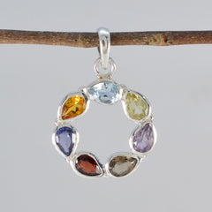 Lea Multicolor Gemstone Pendant in Sterling Silver