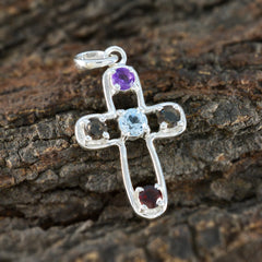 Clara Multicolor Gemstone Pendant in Sterling Silver