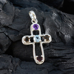 Clara Multicolor Gemstone Pendant in Sterling Silver