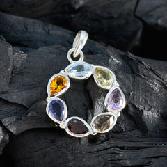 Lea Multicolor Gemstone Pendant in Sterling Silver