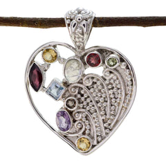 Laura Multicolor Gemstone Pendant - Heart Design Multi Stone multicolor Multicolor
