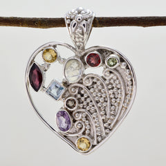 Laura Multicolor Gemstone Pendant - Heart Design