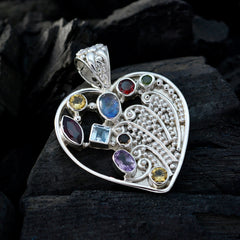 Laura Multicolor Gemstone Pendant - Heart Design