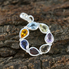 Lea Multicolor Gemstone Pendant in Sterling Silver