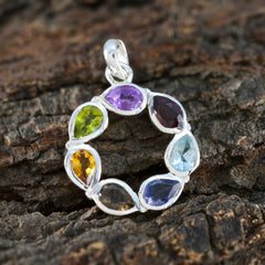 Julia Multicolor Gemstone Pendant - Unique Silver Design