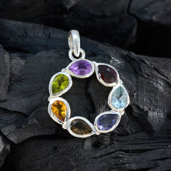 Julia Multicolor Gemstone Pendant - Unique Silver Design
