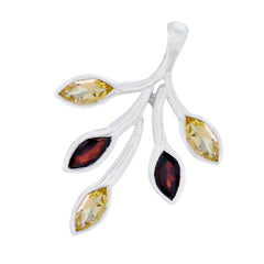 Teresa Multicolor Gemstone Pendant Silver Leaf Design