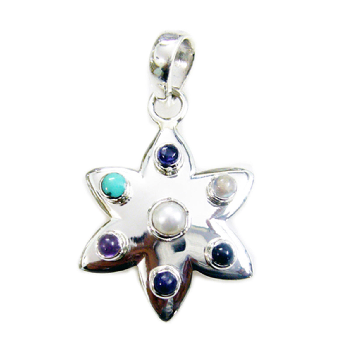 Riyo Sarah Multicolor Gemstone Pendant for Everyday Wear Multi Stone multicolor Multicolor